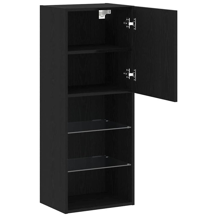 TV-møbelsæt med LED Sort eg 40,5 x 30 x 102 cm Konstrueret træ