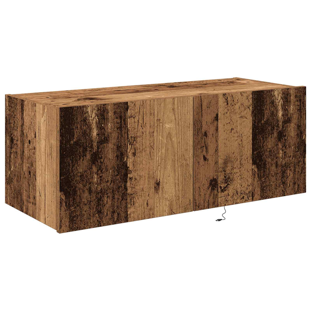 TV vægskab med LED Gammelt træ 80 x 35 x 31 cm Konstrueret træ