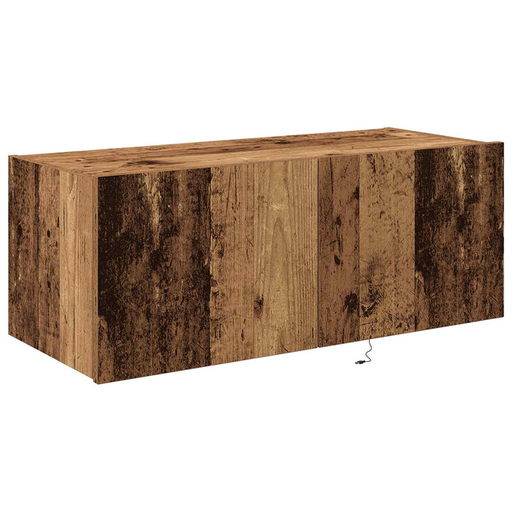 TV vægskab med LED Gammelt træ 80 x 35 x 31 cm Konstrueret træ