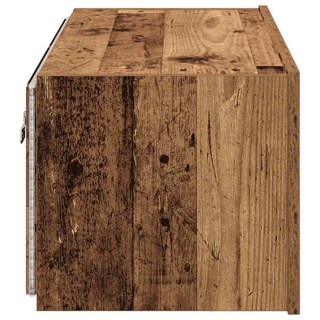 TV vægskab med LED Gammelt træ 80 x 35 x 31 cm Konstrueret træ