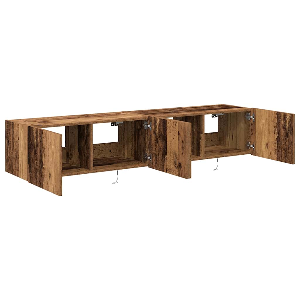 TV vægskab 2 pcs Gammelt træ 80 x 35 x 31 cm Konstrueret træ