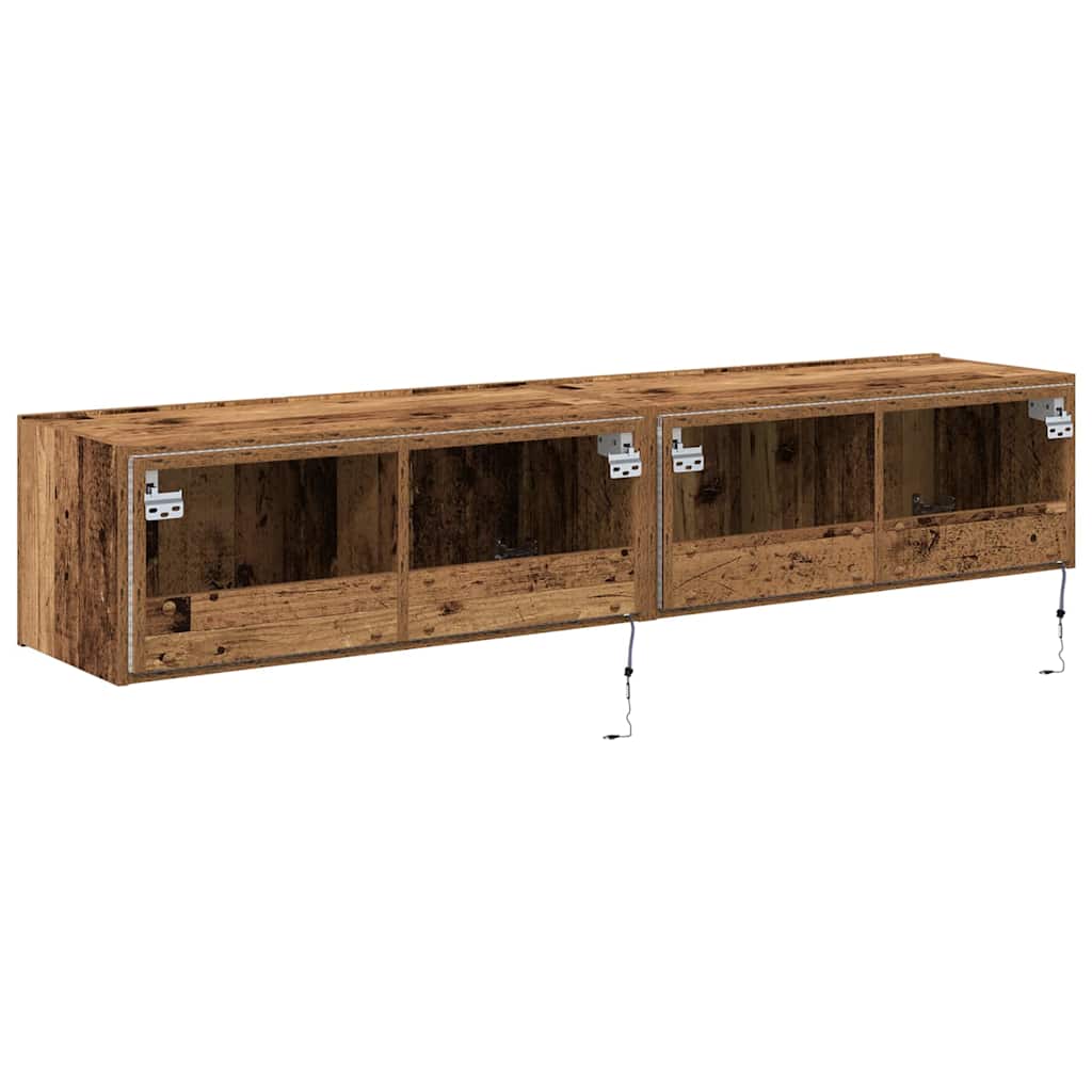 TV vægskab 2 pcs Gammelt træ 80 x 35 x 31 cm Konstrueret træ