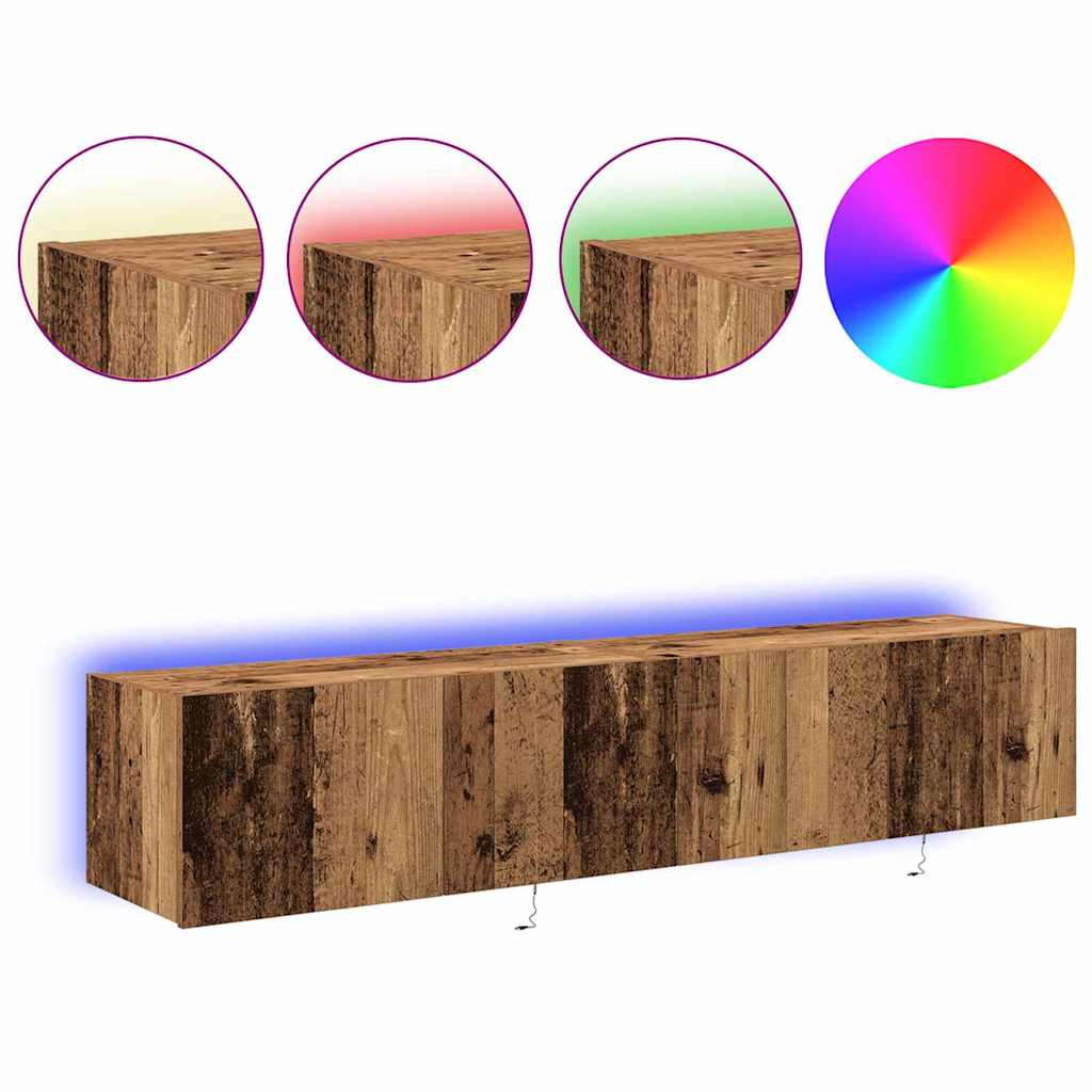 TV vægskab 2 pcs Gammelt træ 80 x 35 x 31 cm Konstrueret træ