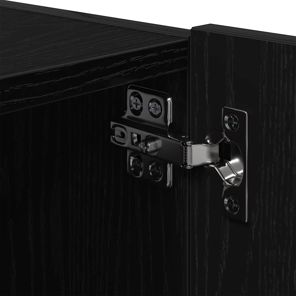TV vægskab 2 pcs Sort eg 80 x 35 x 31 cm Konstrueret træ