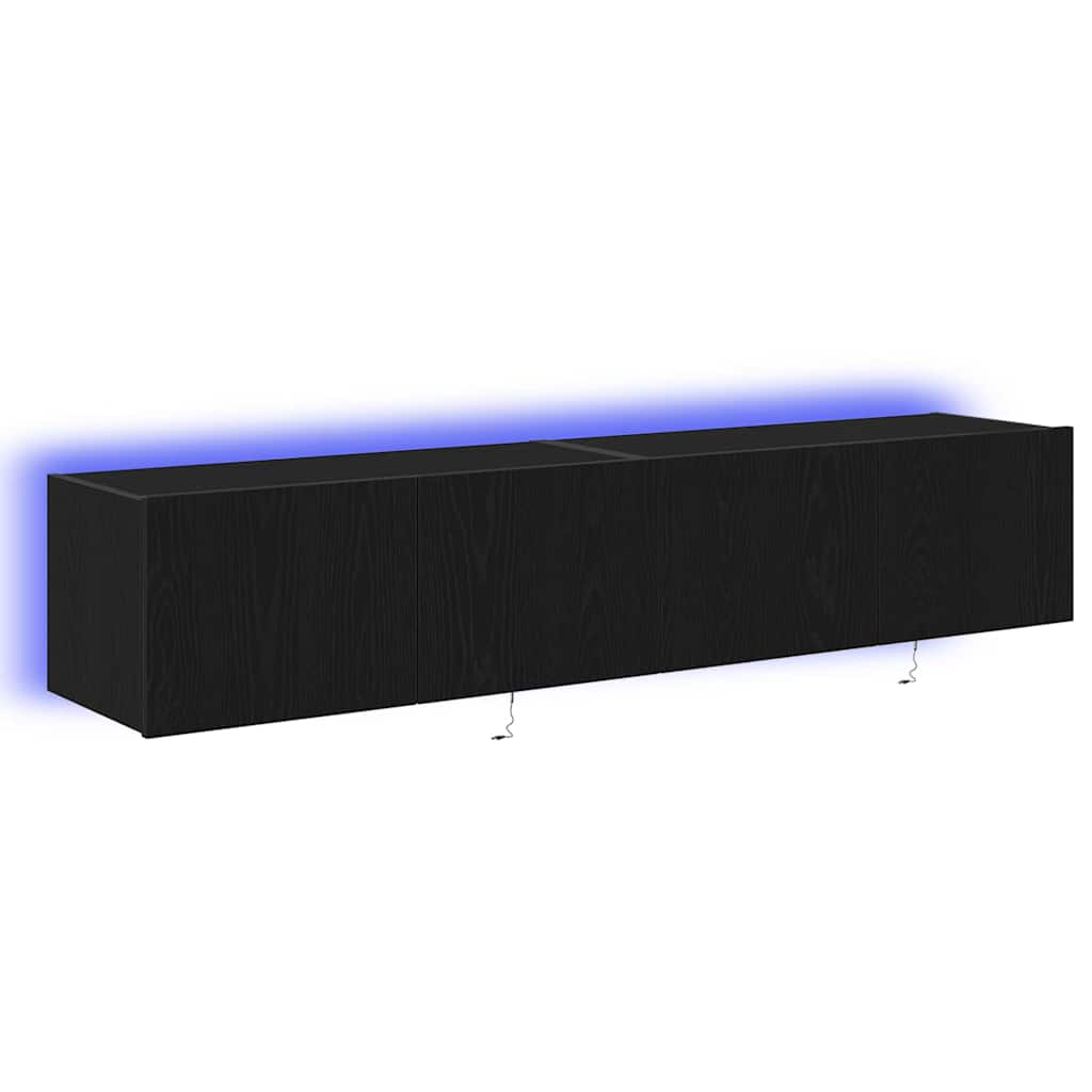 TV vægskab 2 pcs Sort eg 80 x 35 x 31 cm Konstrueret træ