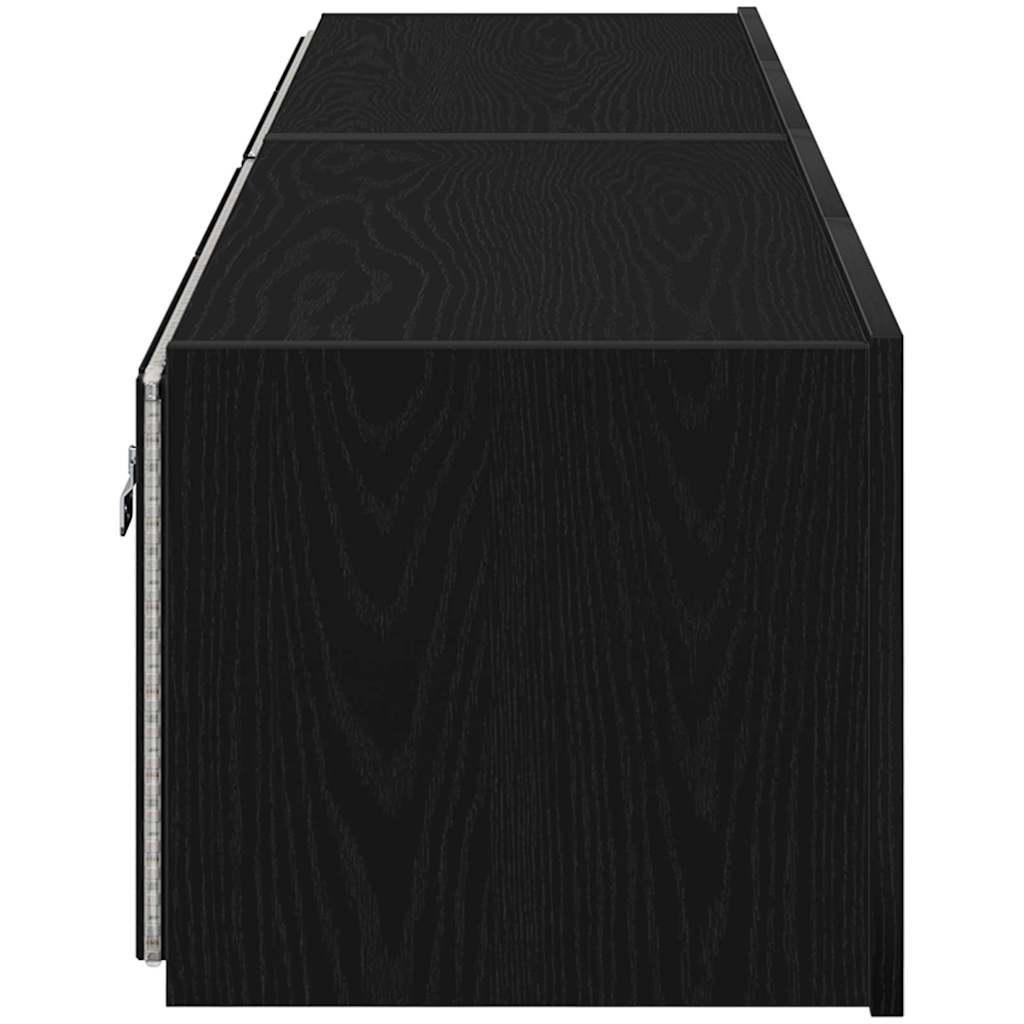 TV vægskab 2 pcs Sort eg 80 x 35 x 31 cm Konstrueret træ