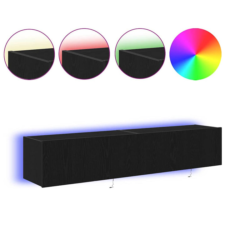 TV vægskab 2 pcs Sort eg 80 x 35 x 31 cm Konstrueret træ