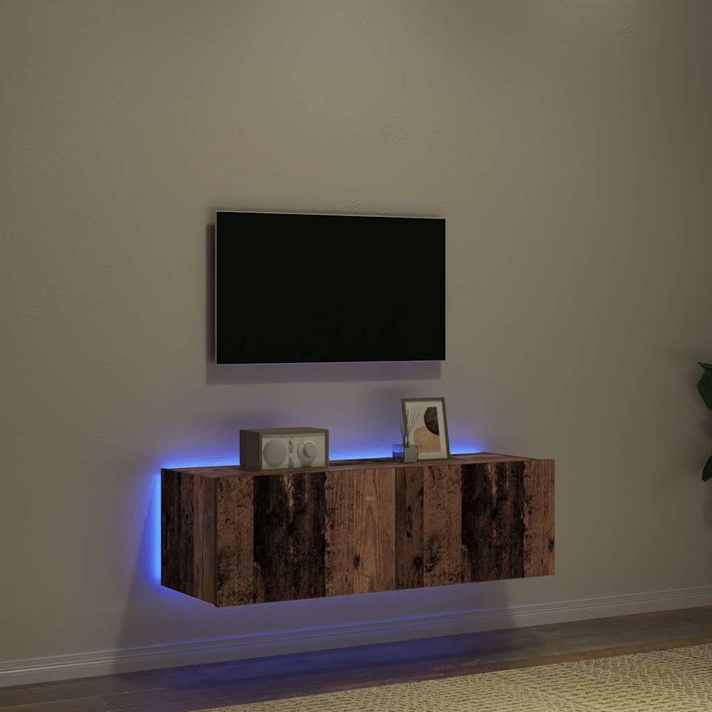 TV vægskab 2 pcs Gammelt træ 100 x 35 x 31 cm Konstrueret træ