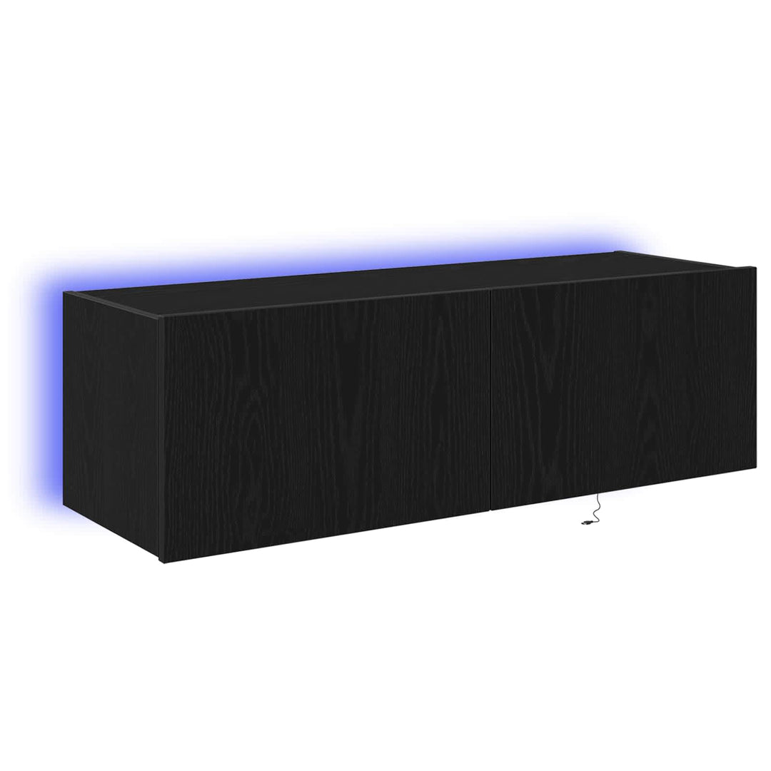 TV vægskab 2 pcs Sort eg 100 x 35 x 31 cm Konstrueret træ