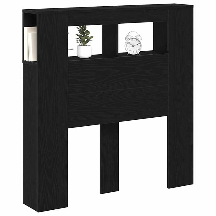 LED sengegavl Sort eg 100 x 18,5 x 103,5 cm Konstrueret træ