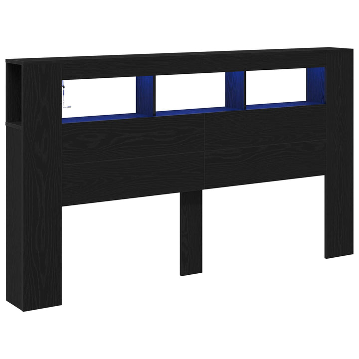 LED sengegavl Sort eg 180 x 18,5 x 103,5 cm Konstrueret træ