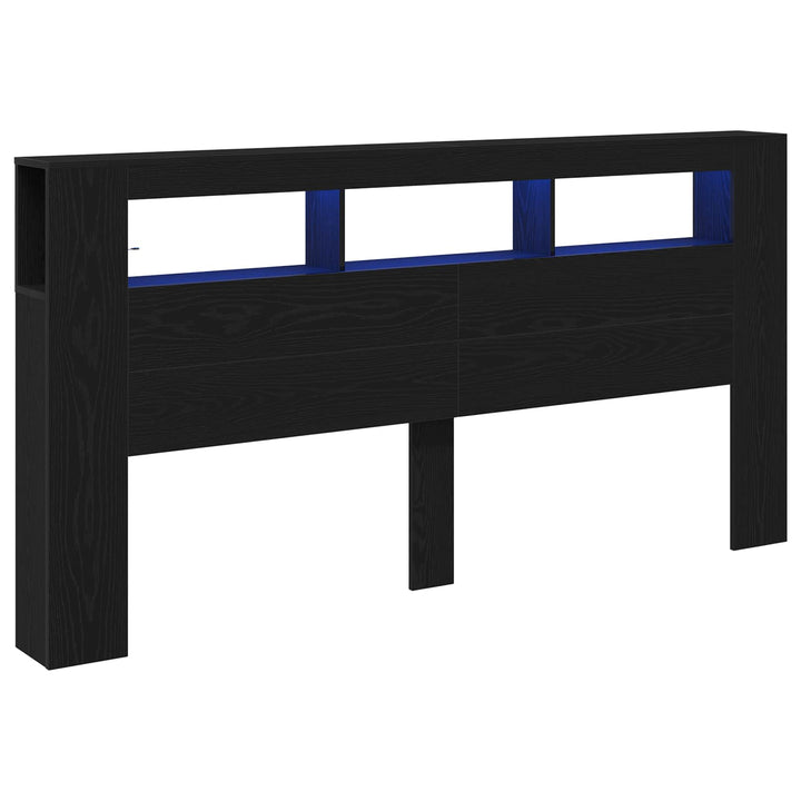 LED sengegavl Sort eg 200 x 18,5 x 103,5 cm Konstrueret træ