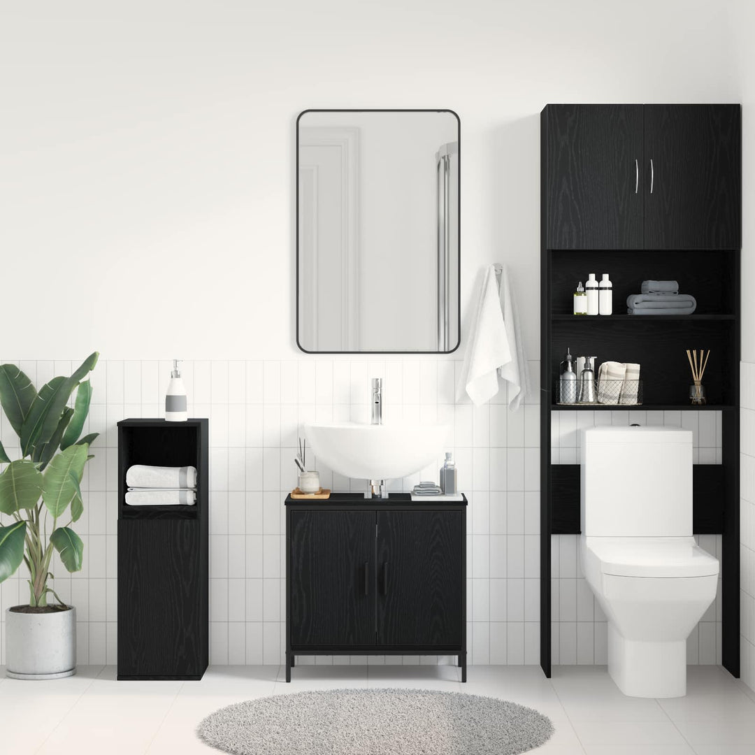 Badeværelsesskabsunder Sort eg 60 x 30 x 60 cm Konstrueret træ