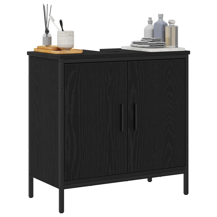 Badeværelsesskabsunder Sort eg 60 x 30 x 60 cm Konstrueret træ