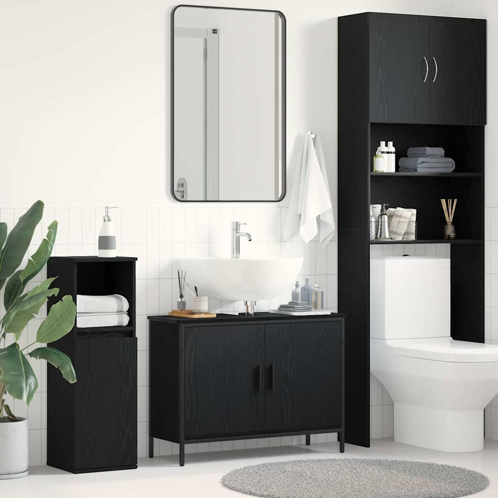 Badeværelsesskabsunder Sort eg 80 x 30 x 60 cm Konstrueret træ