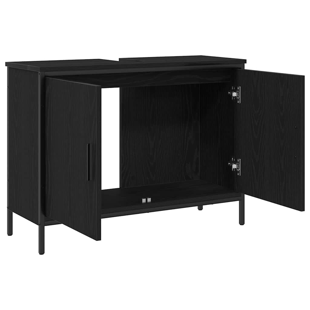 Badeværelsesskabsunder Sort eg 80 x 30 x 60 cm Konstrueret træ