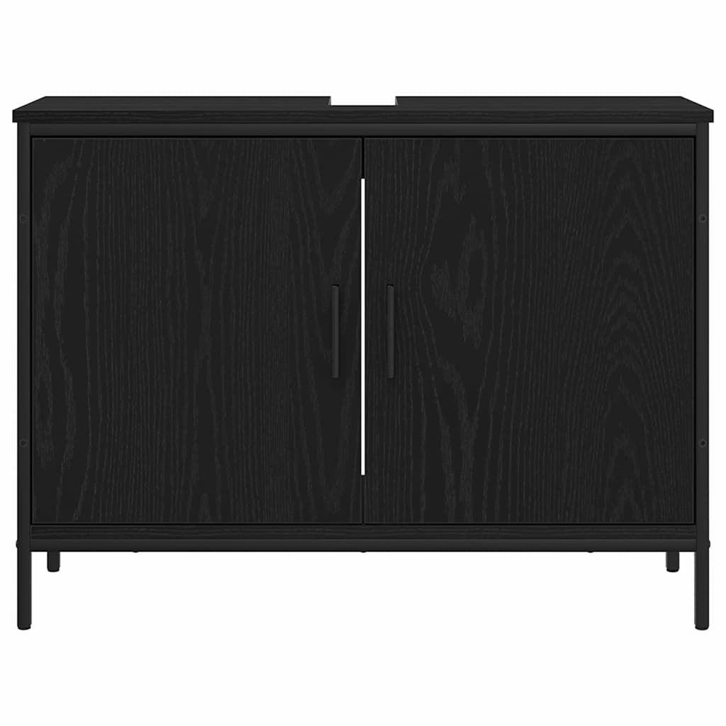 Badeværelsesskabsunder Sort eg 80 x 30 x 60 cm Konstrueret træ