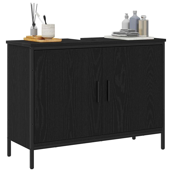 Badeværelsesskabsunder Sort eg 80 x 30 x 60 cm Konstrueret træ