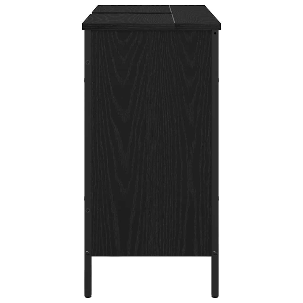 Badeværelsesskabsunder Sort eg 80 x 30 x 60 cm Konstrueret træ