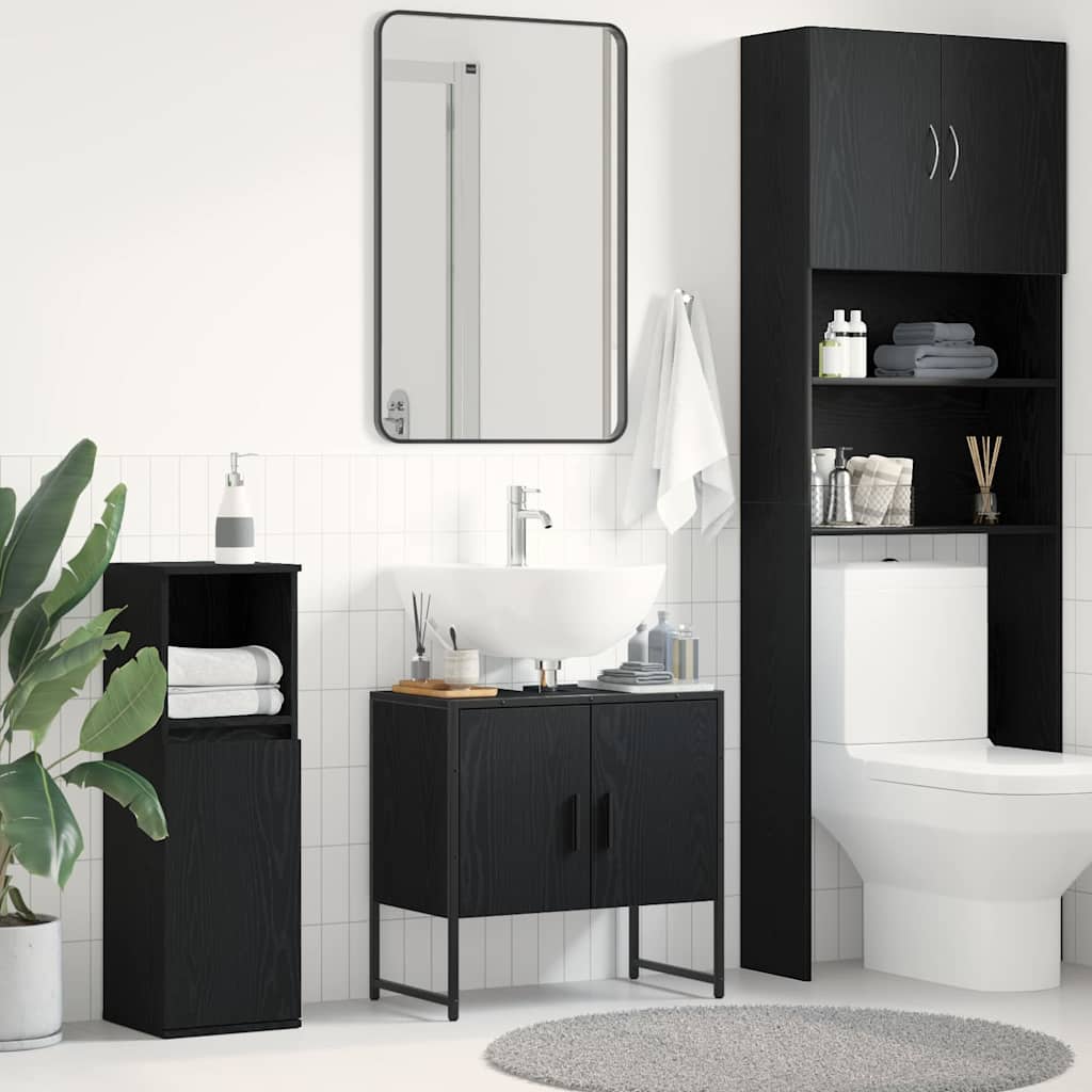 Badeværelsesskabsunder Sort eg 60 x 30 x 60 cm Konstrueret træ