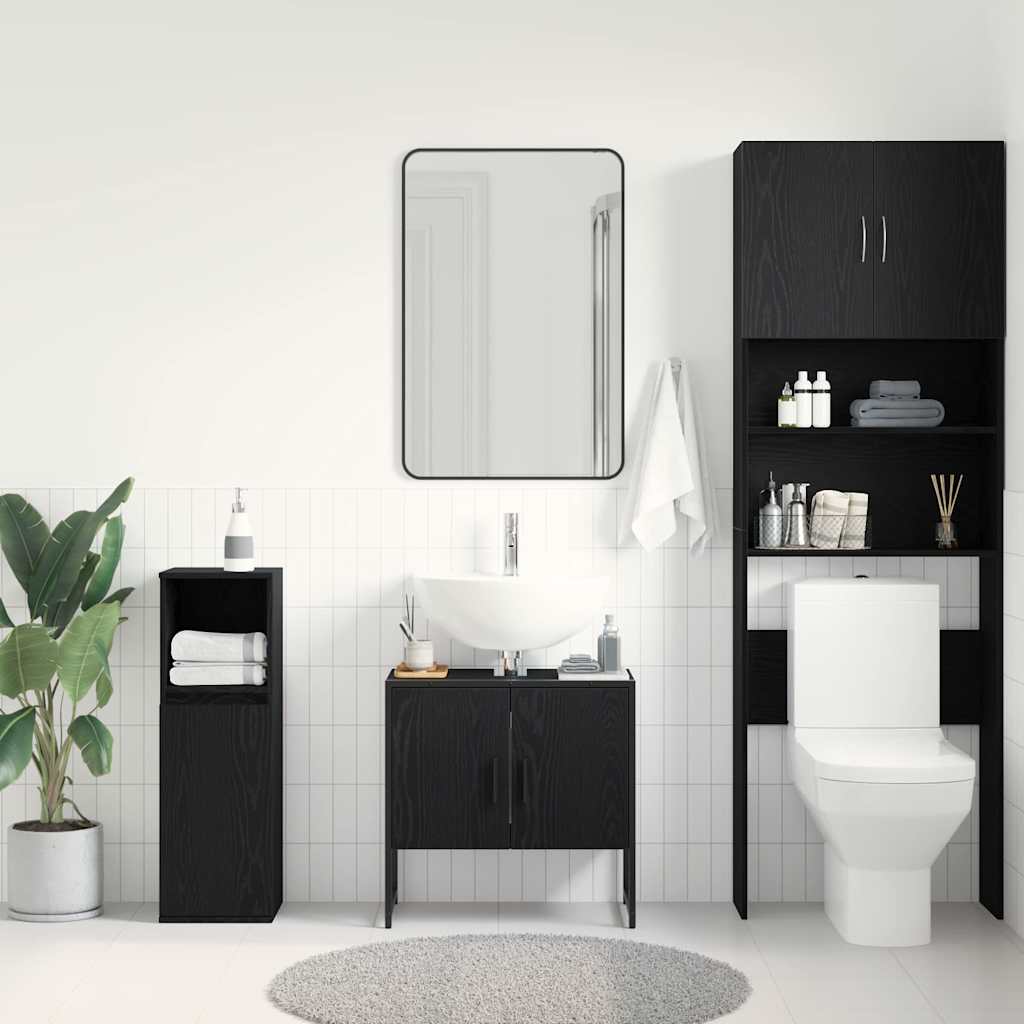Badeværelsesskabsunder Sort eg 60 x 30 x 60 cm Konstrueret træ