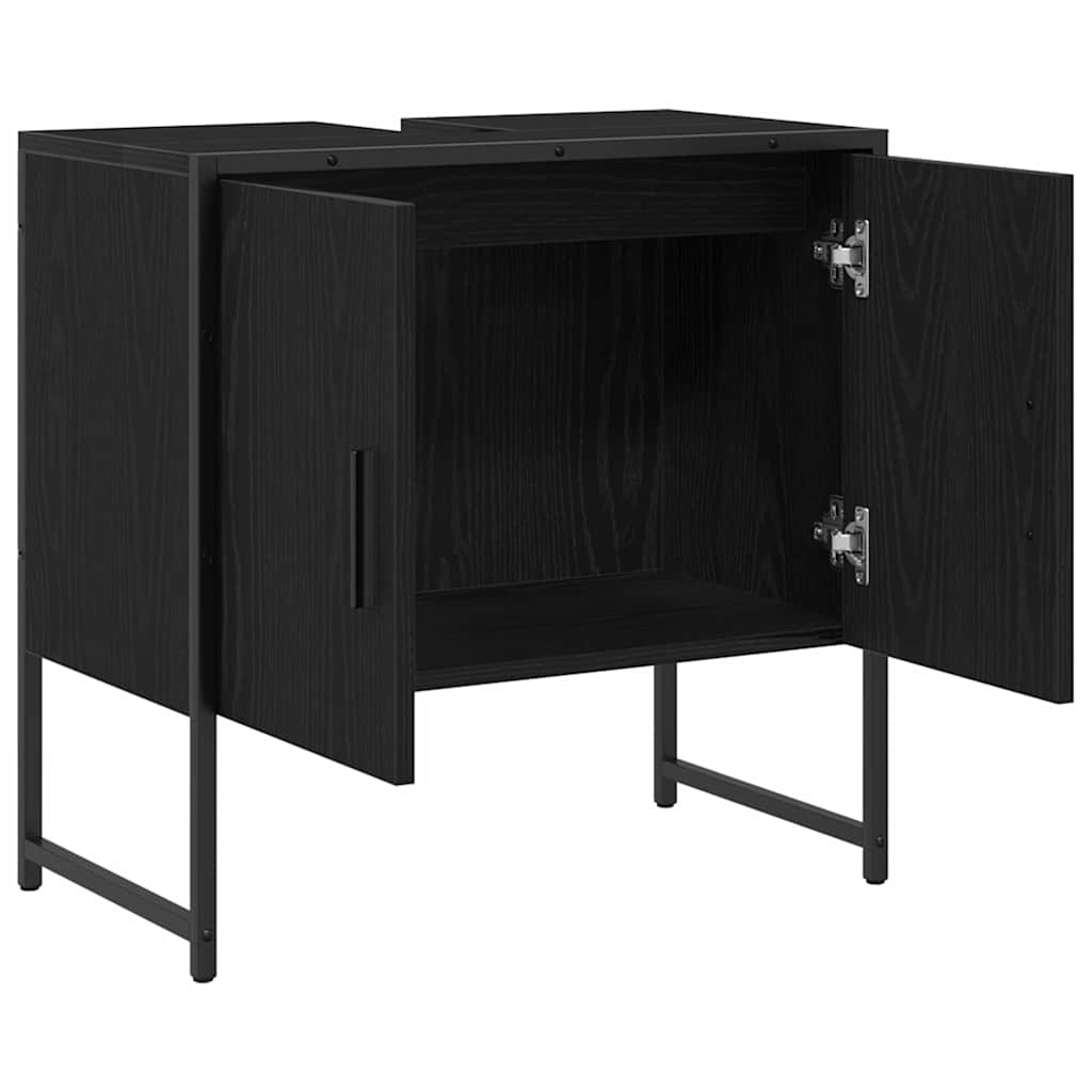 Badeværelsesskabsunder Sort eg 60 x 30 x 60 cm Konstrueret træ