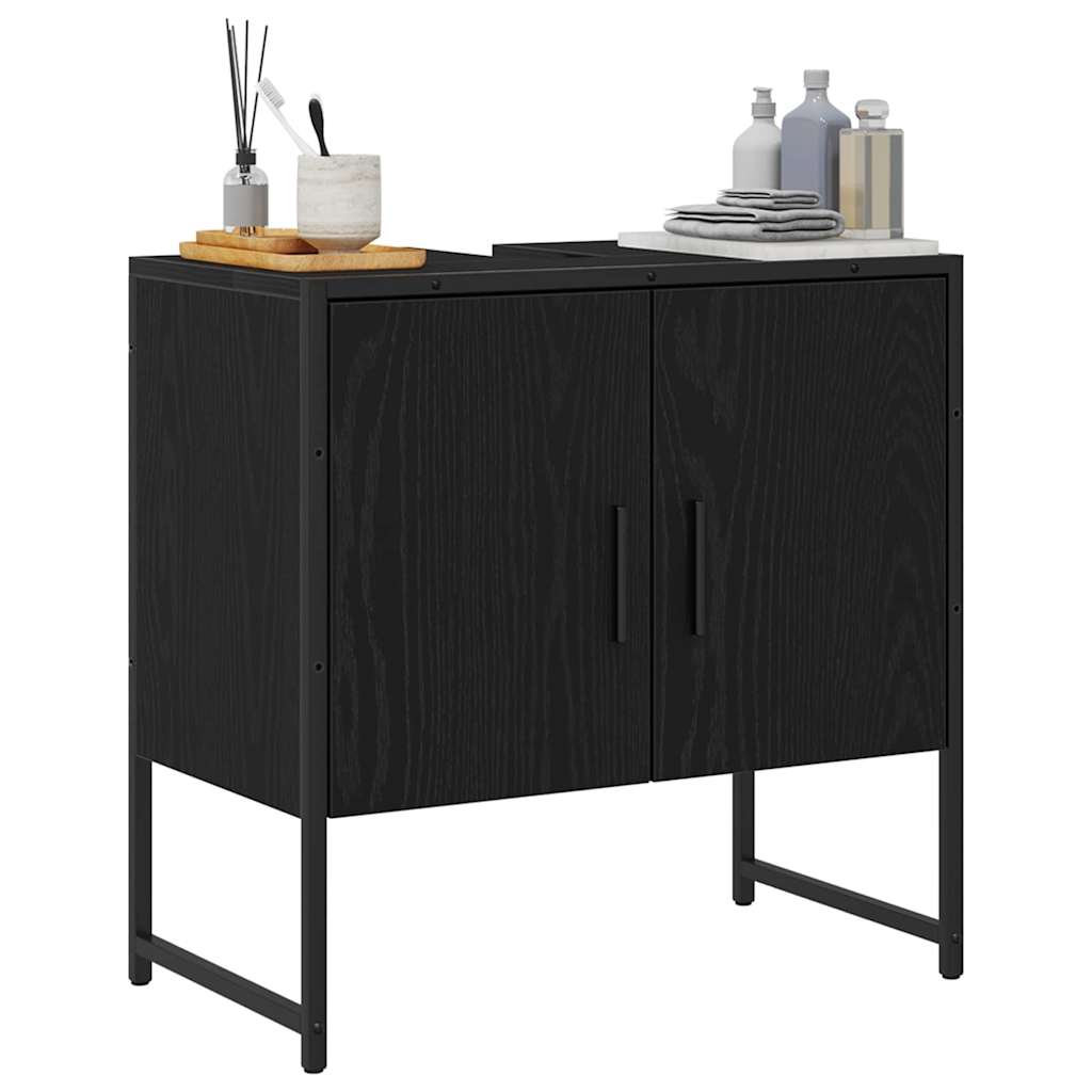 Badeværelsesskabsunder Sort eg 60 x 30 x 60 cm Konstrueret træ