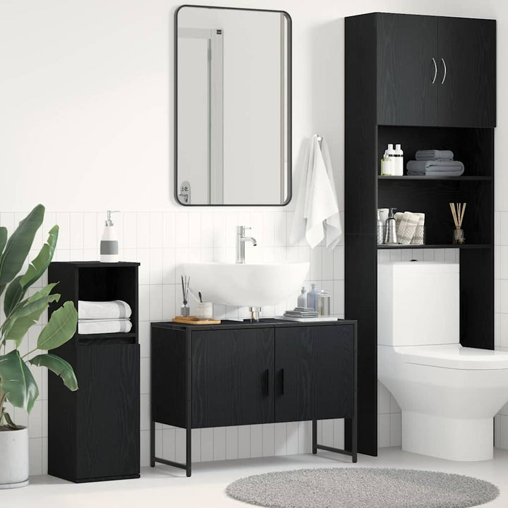 Badeværelsesskabsunder Sort eg 80 x 30 x 60 cm Konstrueret træ
