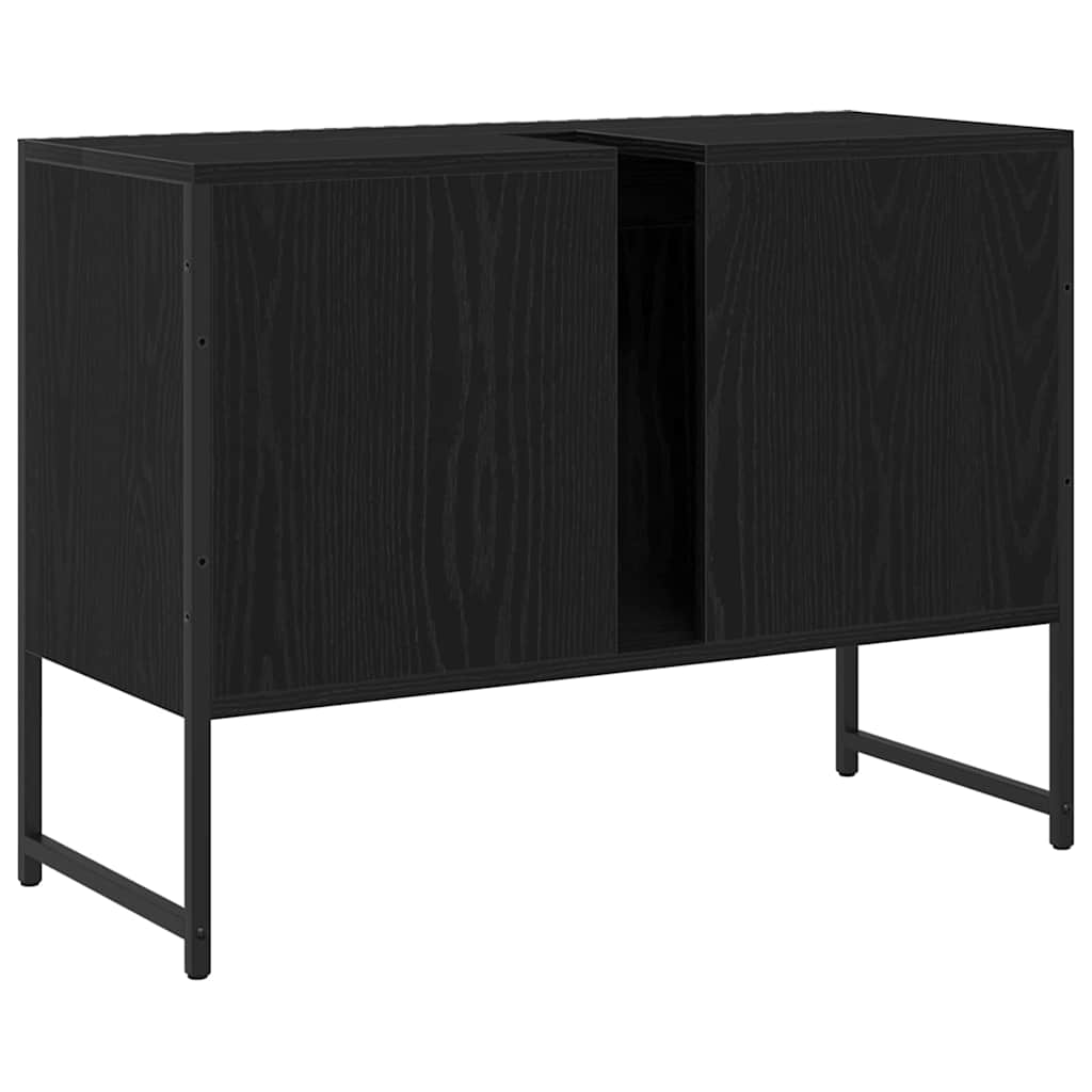 Badeværelsesskabsunder Sort eg 80 x 30 x 60 cm Konstrueret træ
