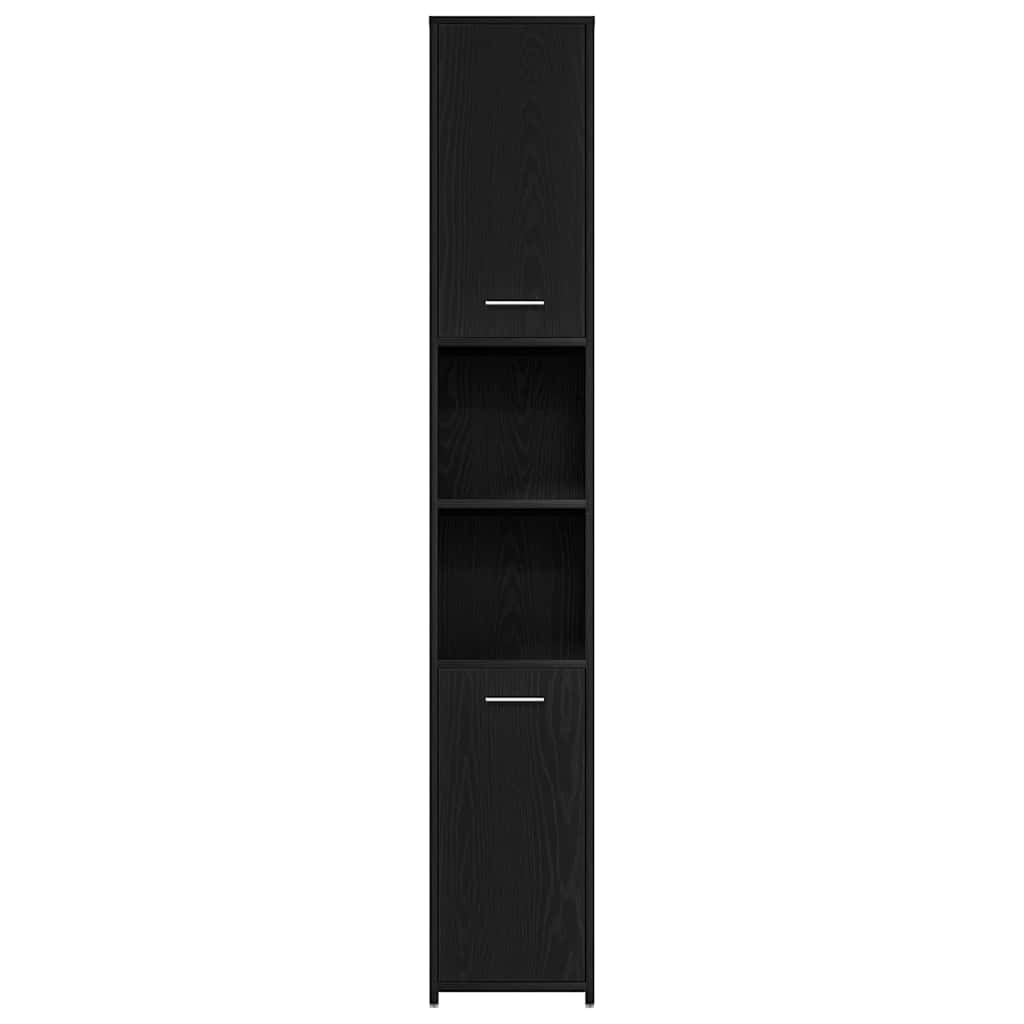 badeværelsesskab 30x30x183,5 cm konstrueret træ sort-eg