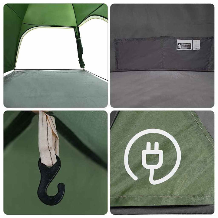 Hyttetelt med tag med opbevaring Grøn 370 x 230 x 185 cm taft