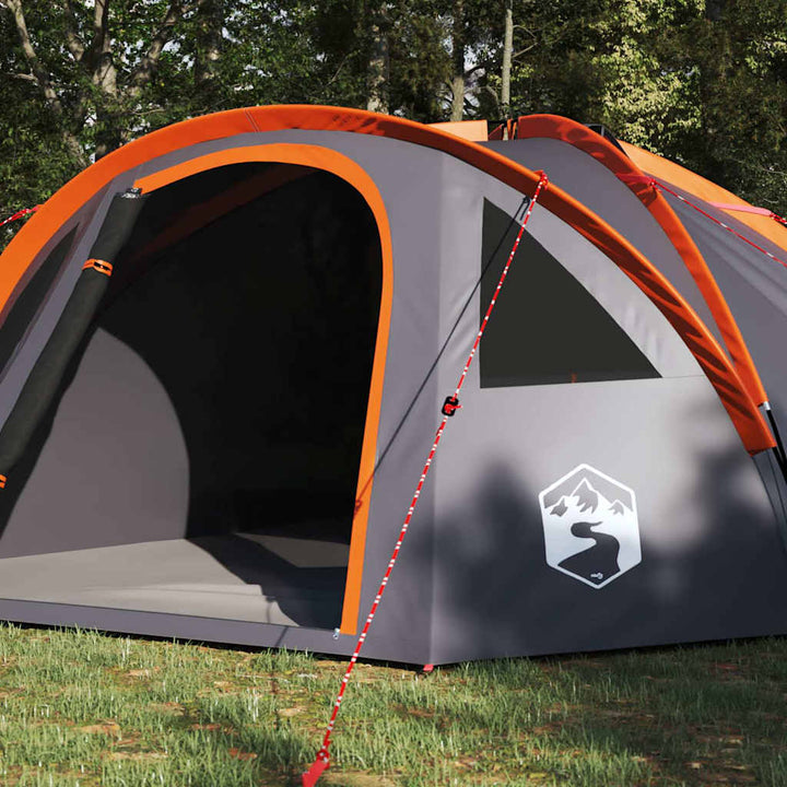 Dome Telt 4 personer 308 x 268 x 130 cm Grå og orange taft
