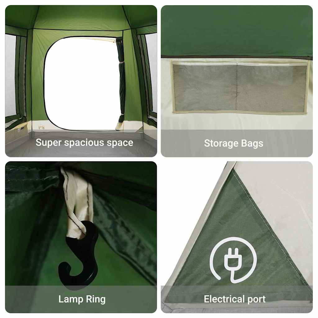 Camping telt Hytte med tag Grøn 420 x 420 x 227 cm Polyester