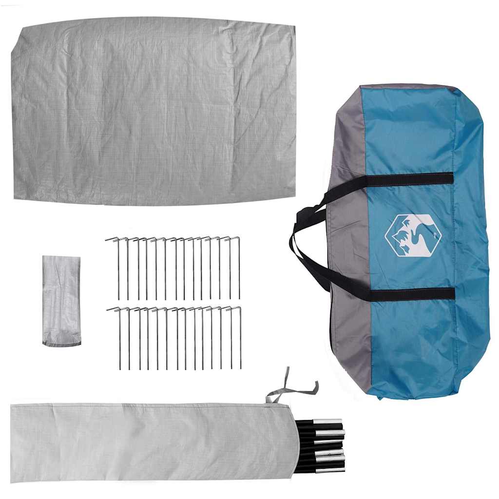 Camping telt Hytte med tag Blå 420 x 420 x 227 cm Polyester