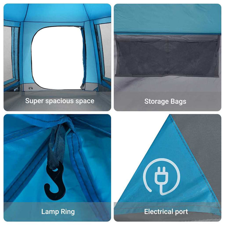 Camping telt Hytte med tag Blå 420 x 420 x 227 cm Polyester