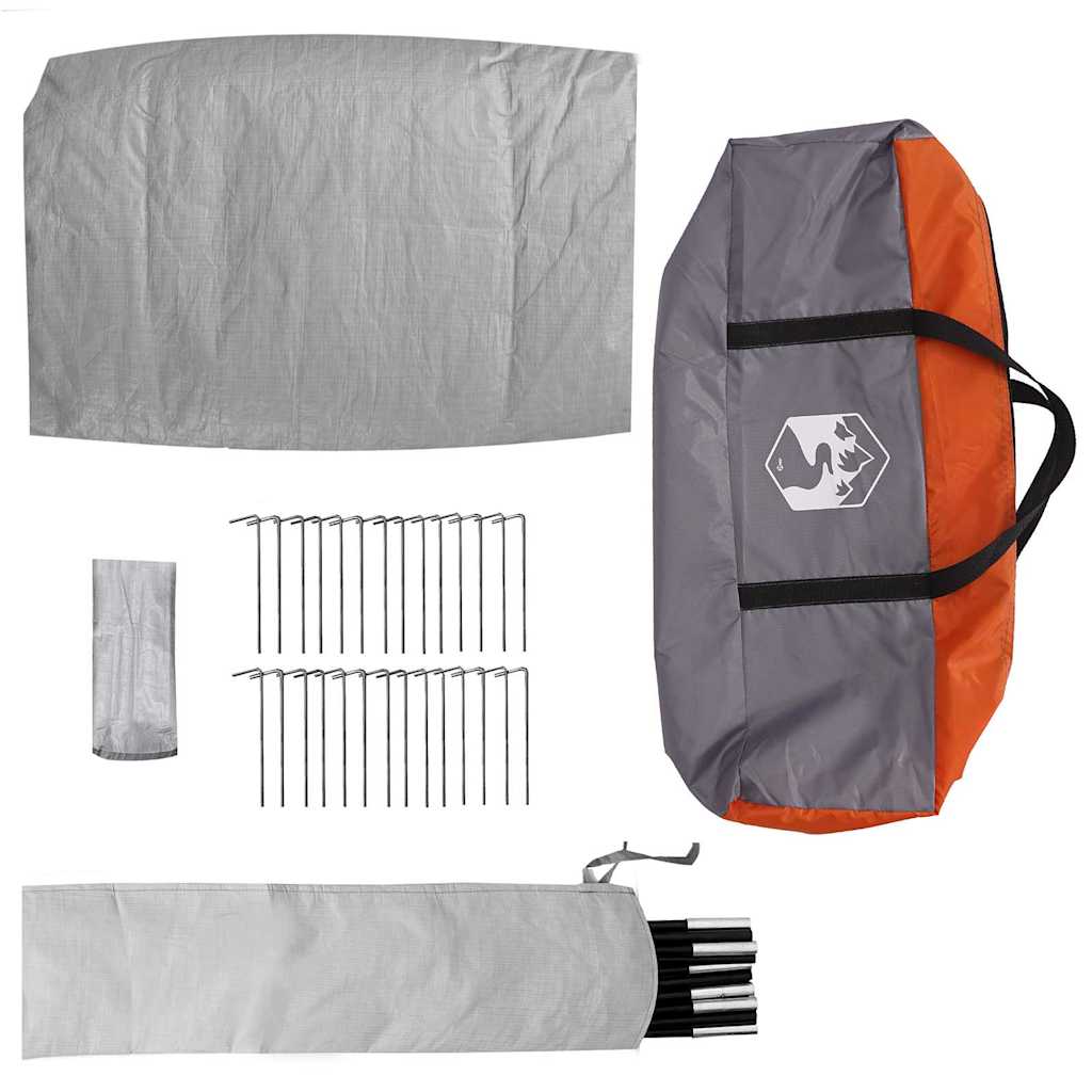Camping telt Hytte Grå og orange 420 x 420 x 227 cm Polyester