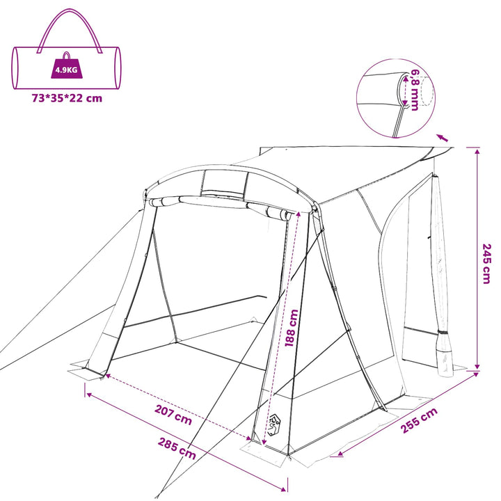 Bagklapstelt personer 285 x 255 x 245 cm Vandtæt Grøn taft