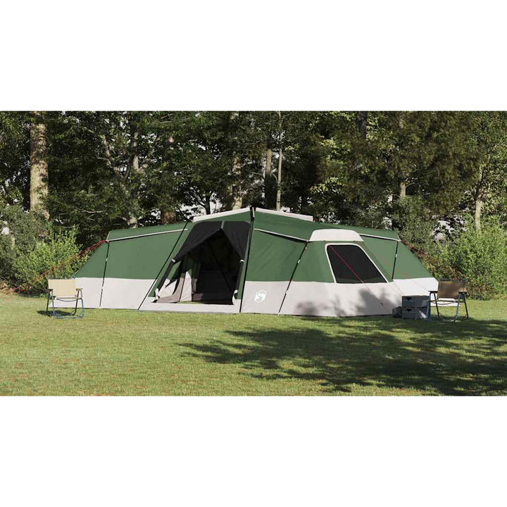 Familietelt med tag med opbevaring Grøn 833 x 585 x 216 cm taft