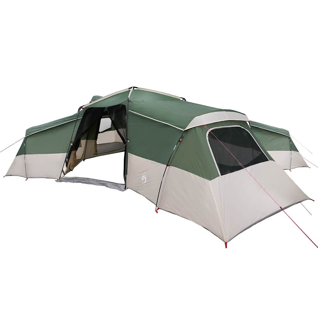 Familietelt med tag med opbevaring Grøn 833 x 585 x 216 cm taft