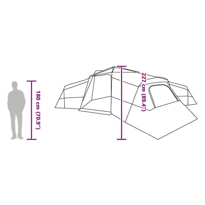 Familietelt med tag med opbevaring Blå 833 x 585 x 216 cm taft