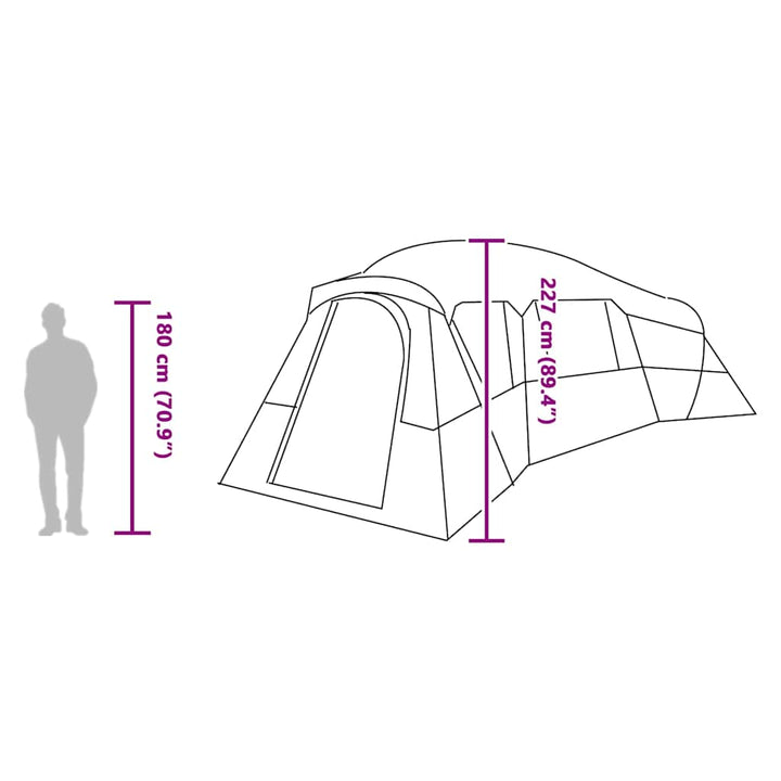 Familietelt med tag med opbevaring Blå 762 x 655 x 218 cm taft