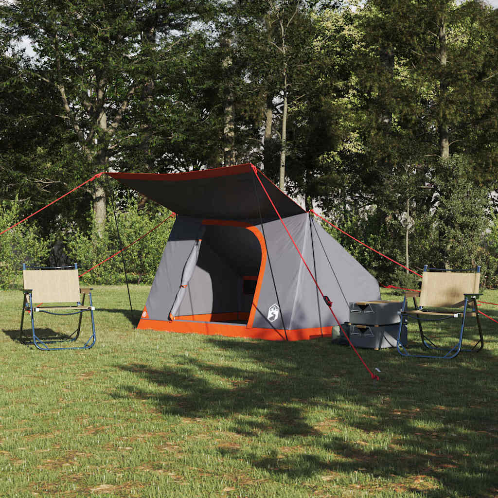 Camping telt med tag Grå og orange 282 x 225 x 154 cm taft