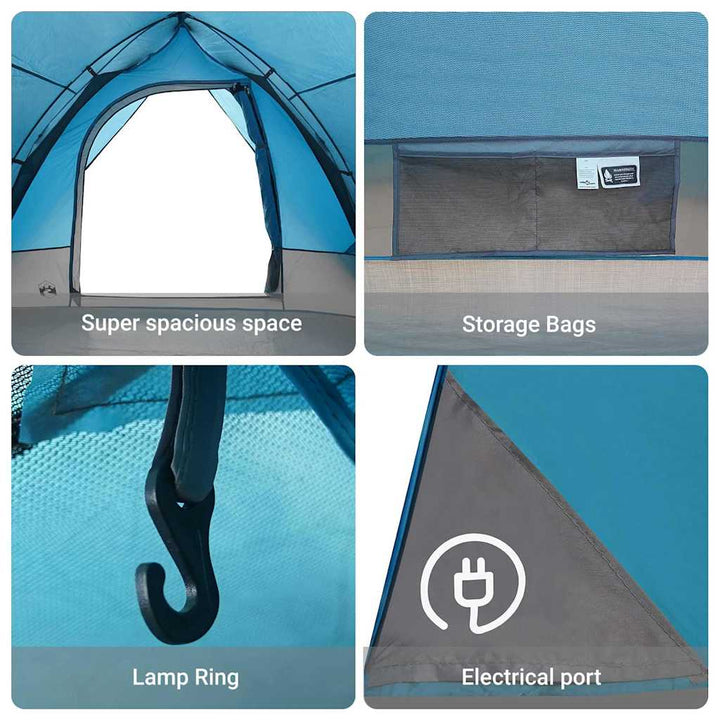 Camping telt med tag med opbevaring Blå 320 x 275 x 190 cm taft