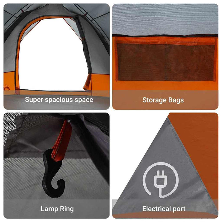 Camping telt med tag Grå og orange 320 x 275 x 190 cm taft
