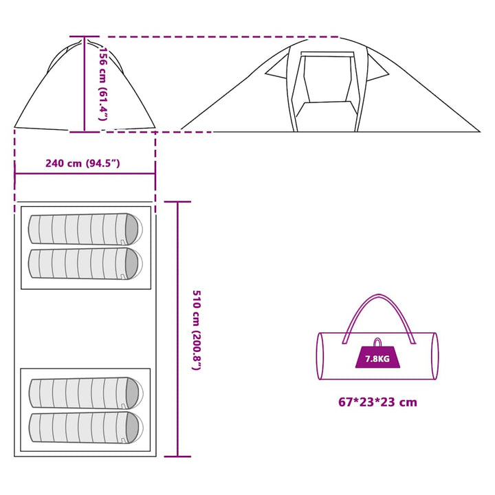 Tunnel telt med tag med opbevaring Blå 510 x 240 x 156 cm taft