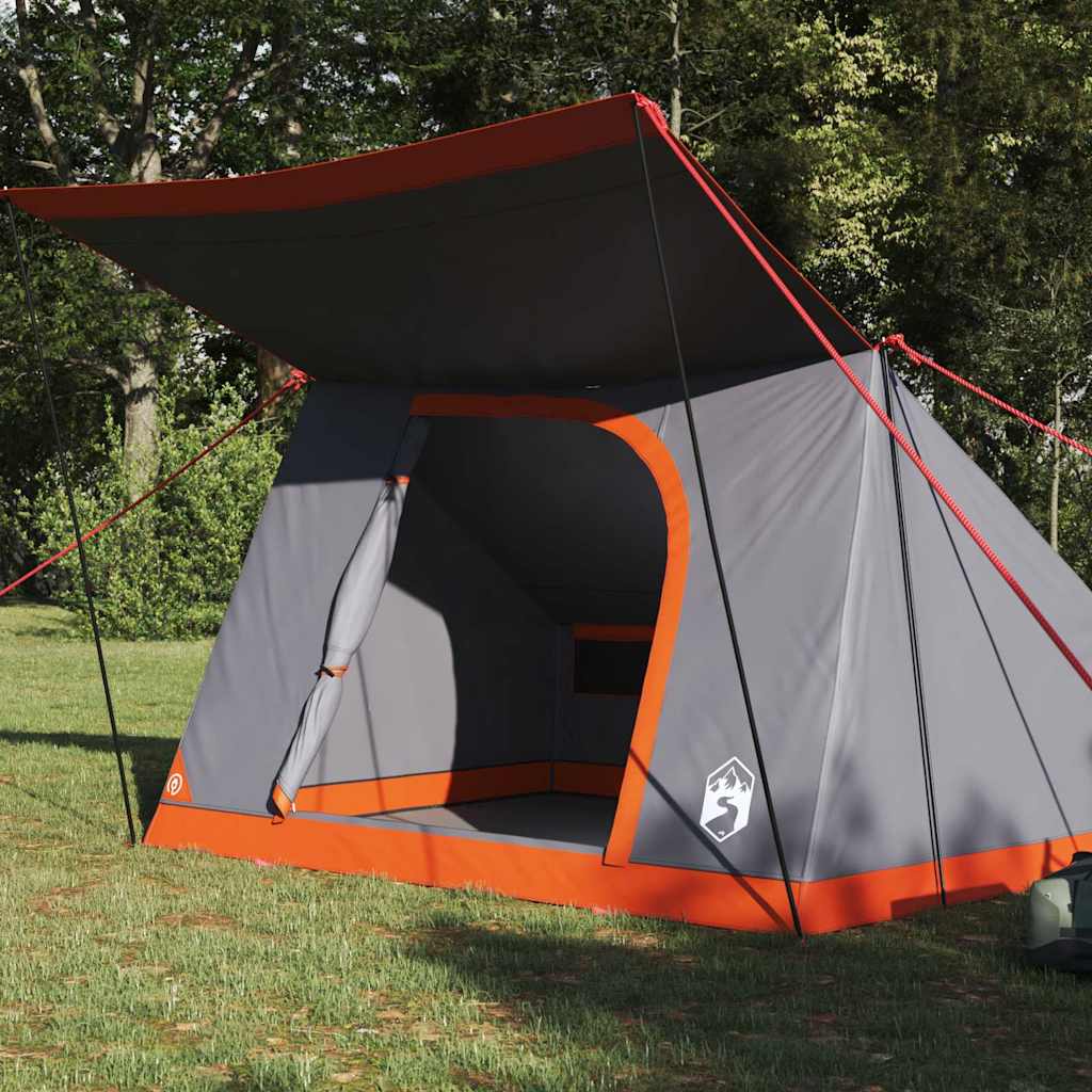 Camping telt med tag Grå og orange 223 x 163 x 130 cm taft