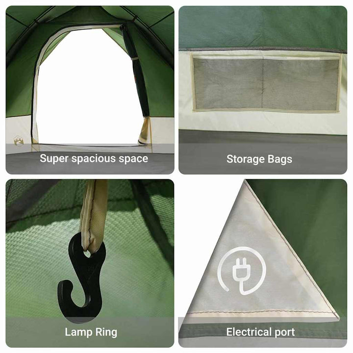 Camping telt med tag Grøn 275 x 230 x 140 cm taft