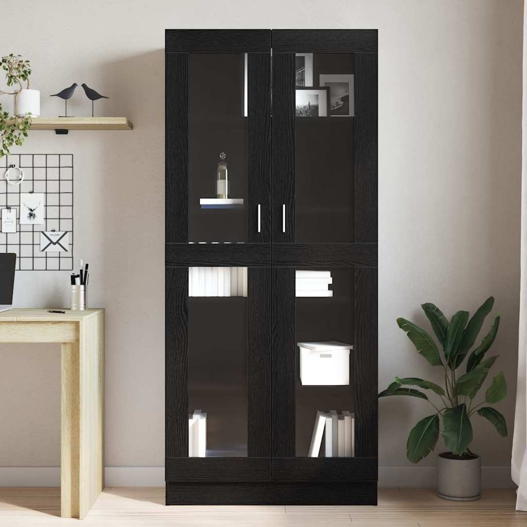 Bogskab Sort eg 82,5 x 30,5 x 185 cm Konstrueret træ