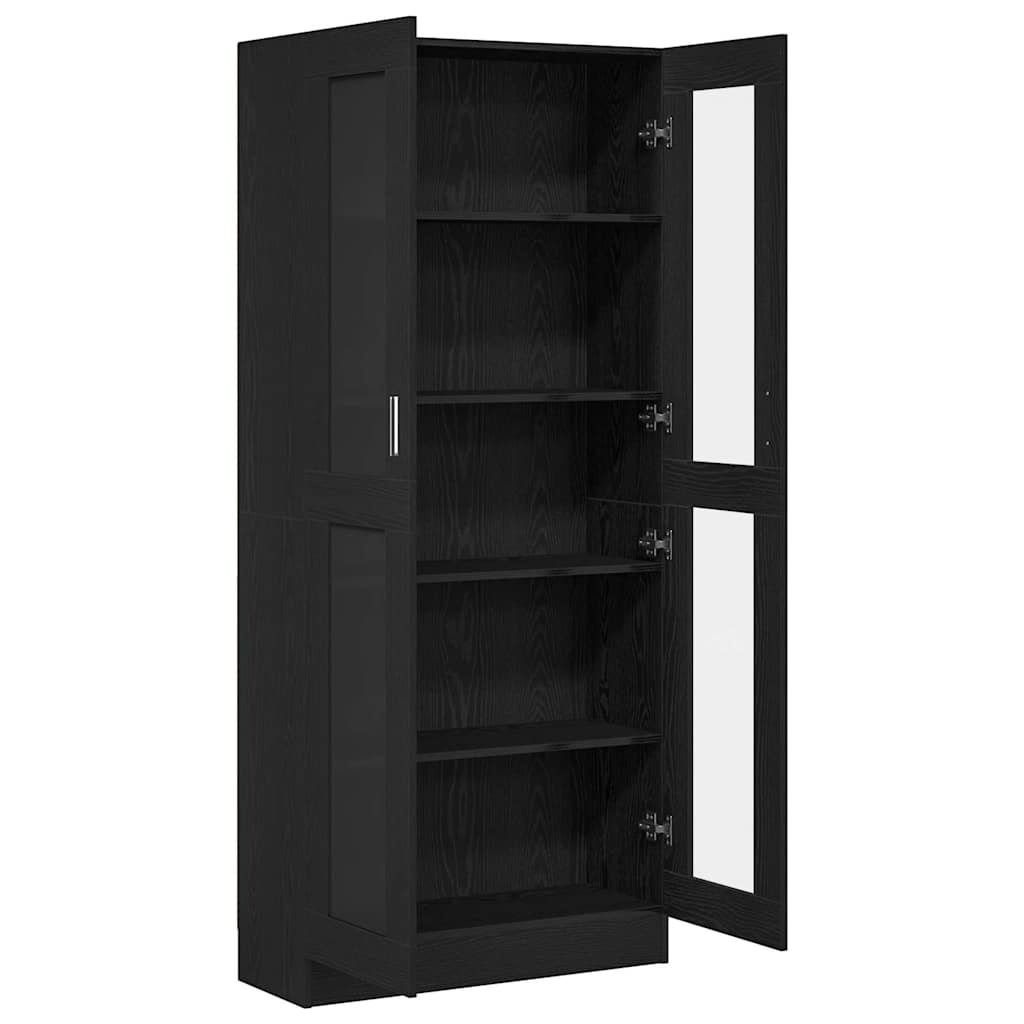 Bogskab 4 niveauer 82,5 x 30,5 x 185 cm Konstrueret træ Sort eg