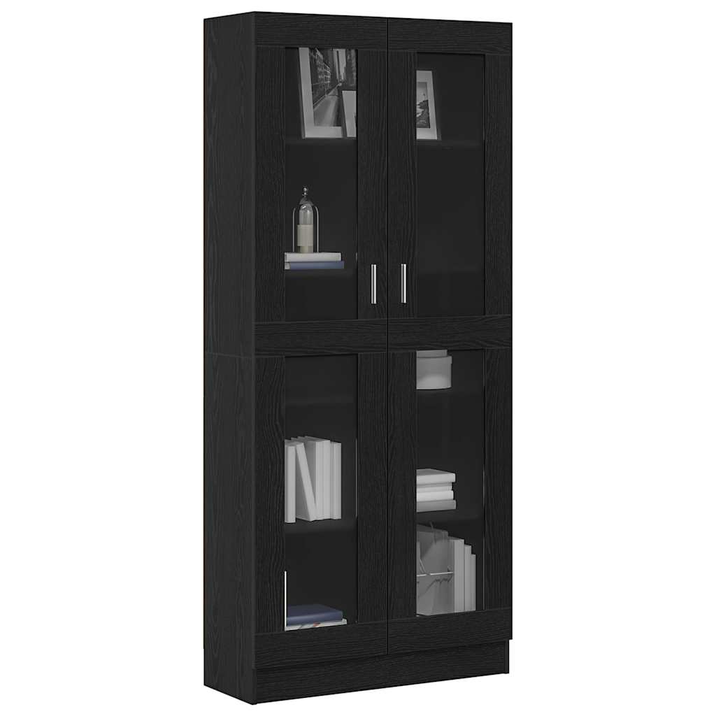 Bogskab 4 niveauer 82,5 x 30,5 x 185 cm Konstrueret træ Sort eg